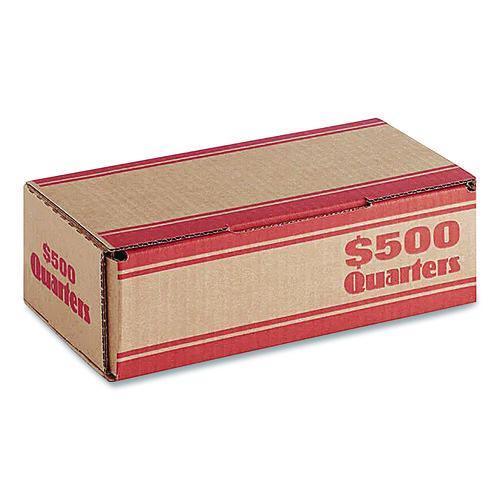 Image of CONTROLTEK® 560062 Quarters Coin Box, Accommodates $500 in Quarters, 15.5" x 19.25" x 4.5", Orange/Kraft, 50/Pack