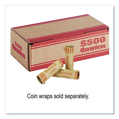 Image of CONTROLTEK® 560062 Quarters Coin Box, Accommodates $500 in Quarters, 15.5" x 19.25" x 4.5", Orange/Kraft, 50/Pack