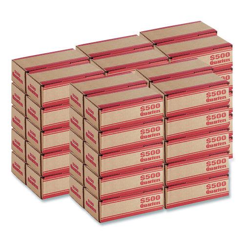 Image of CONTROLTEK® 560062 Quarters Coin Box, Accommodates $500 in Quarters, 15.5" x 19.25" x 4.5", Orange/Kraft, 50/Pack
