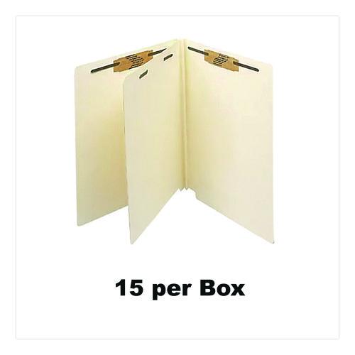 Image of Medical Arts Press® 35482 Heavy-Duty End Tab Classification Folders, Straight Tab, Expands 2", 1 Divider, 4 Fasteners, Letter Size, Manila, 25/Box