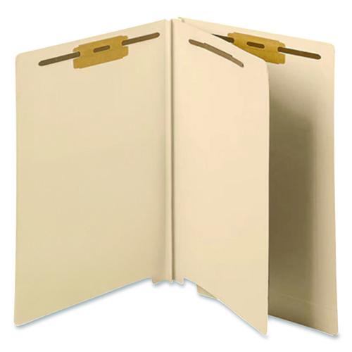 Image of Medical Arts Press® 35482 Heavy-Duty End Tab Classification Folders, Straight Tab, Expands 2", 1 Divider, 4 Fasteners, Letter Size, Manila, 25/Box