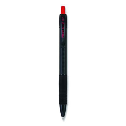 Image of Pilot® PIL20836 G2 Edge Premium Gel Roller Pen, Retractable, Fine 0.7 mm, Red Ink, Black/Red Barrel, Dozen