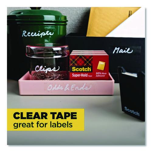 Image of Scotch® 700K10C18BLK Super-Hold Tape With Dispenser, 1" Core, 0.75" X 27.77 Yds, Clear, 10 Rolls And 1 Dispenser/pack