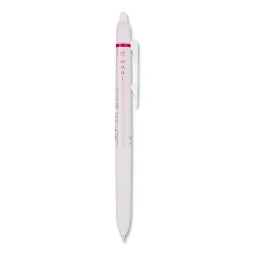 Image of Pilot® PIL21074 Frixion Waai Erasable Gel Pen, Retractable, Extra Fine 0.5 mm, Cherry Ink, Beige/Cherry Barrel, Dozen