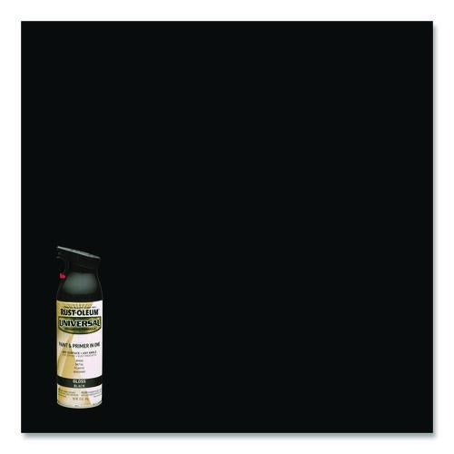 Image of Rust-Oleum® 245196 Universal Premium Spray Paint, Gloss Black, 12 oz Aerosol Can, 6/Carton