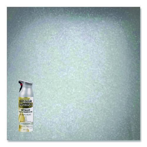 Image of Rust-Oleum® 245220 Universal Premium Spray Paint, Metallic Silver, 12 oz Aerosol Can