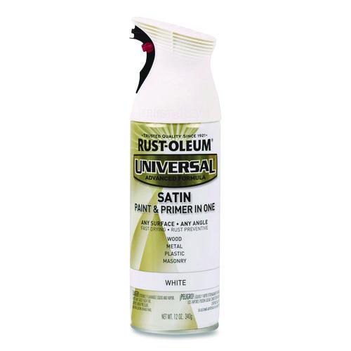 Image of Rust-Oleum® 245210 Universal Premium Spray Paint, Satin White, 12 oz Aerosol Can, 6/Carton