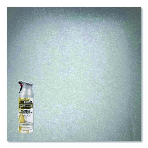 Image of Rust-Oleum® 245220 Universal Premium Spray Paint, Metallic Silver, 12 oz Aerosol Can, 6/Carton
