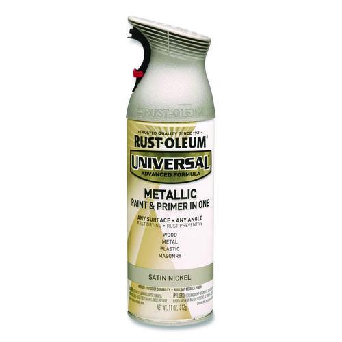 Image of Rust-Oleum® 249130 Universal Premium Spray Paint, Satin Nickel, 12 oz Aerosol Can