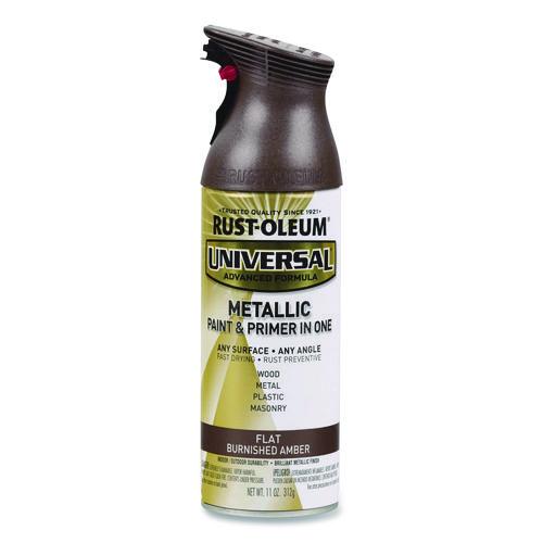 Image of Rust-Oleum® 271472 Universal Premium Spray Paint, Flat Amber, 12 oz Aerosol Can