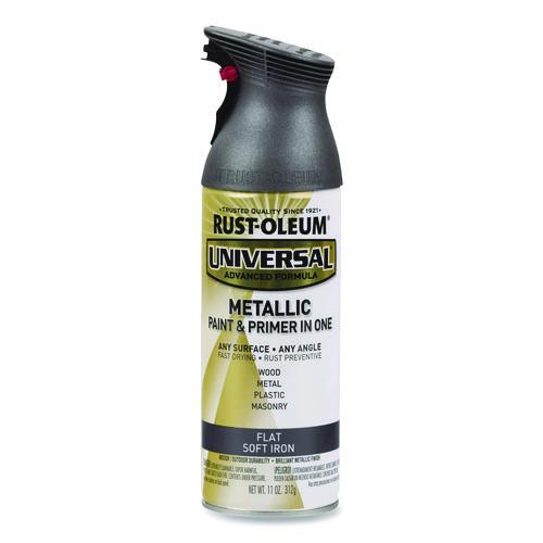 Image of Rust-Oleum® 271473 Universal Premium Spray Paint, Flat Iron, 12 oz Aerosol Can