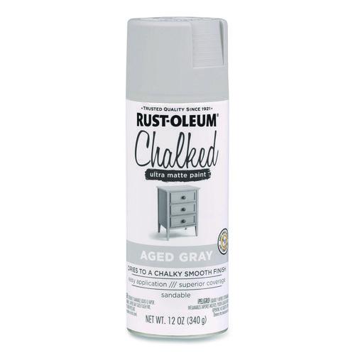 Image of Rust-Oleum® 302592 Ultra Matte Chalked Paint, Matte Aged Gray, 12 oz Aerosol Can, 6/Carton