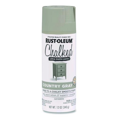 Image of Rust-Oleum® 302593 Ultra Matte Chalked Paint, Matte Country Gray, 12 oz Aerosol Can, 6/Carton