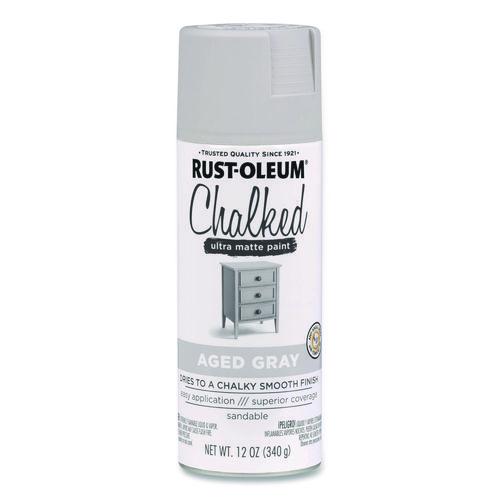 Image of Rust-Oleum® 302592 Ultra Matte Chalked Paint, Matte Aged Gray, 12 oz Aerosol Can