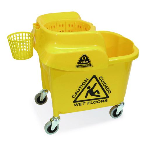 Image of Nexstep Commercial Products 96979 MaxiRough Institutional Mop Bucket and Wringer, 35 qt, Yellow