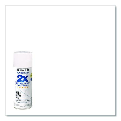 Image of Rust-Oleum® 331171 Painter's Touch 2X Ultra Cover Spray Paint, High Gloss White, 12 oz Aerosol Can, 6/Carton