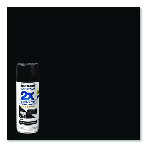 Image of Rust-Oleum® 331172 Painter's Touch 2X Ultra Cover Spray Paint, High Gloss Black, 12 oz Aerosol Can, 6/Carton