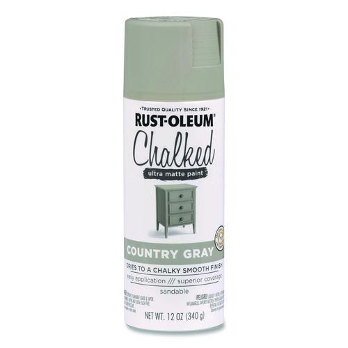 Image of Rust-Oleum® 302593 Ultra Matte Chalked Paint, Matte Country Gray, 12 oz Aerosol Can