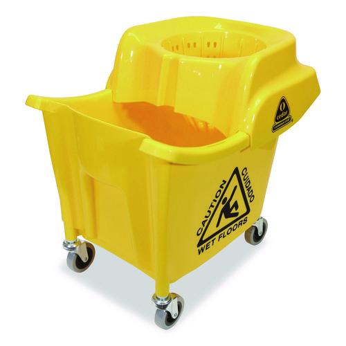 Image of Nexstep Commercial Products 96979 MaxiRough Institutional Mop Bucket and Wringer, 35 qt, Yellow