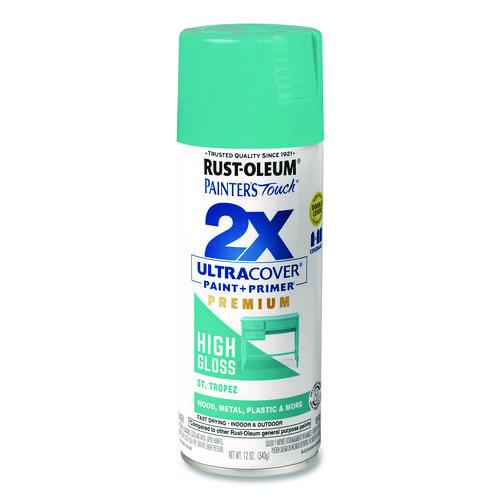 Image of Rust-Oleum® 331175 Painter's Touch 2X Ultra Cover Spray Paint, High Gloss St. Tropez, 12 oz Aerosol Can, 6/Carton