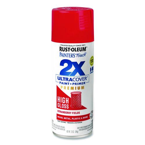 Image of Rust-Oleum® 331180 Painter's Touch 2X Ultra Cover Spray Paint, High Gloss Strawberry Fields, 12 oz Aerosol Can, 6/Carton
