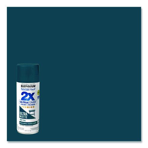 Image of Rust-Oleum® 331185 Painter's Touch 2X Ultra Cover Spray Paint, Ultra Matte Teal, 12 oz Aerosol Can, 6/Carton