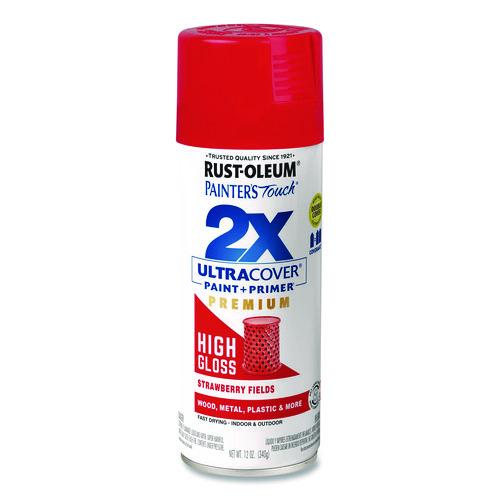 Image of Rust-Oleum® 331180 Painter's Touch 2X Ultra Cover Spray Paint, High Gloss Strawberry Fields, 12 oz Aerosol Can