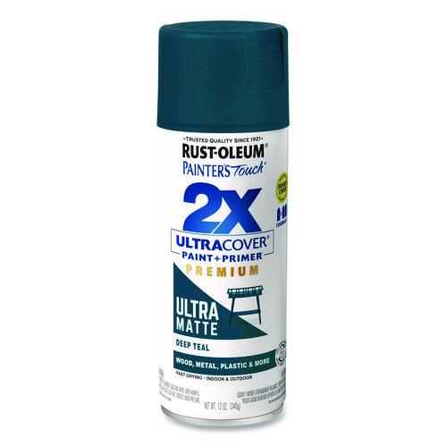 Image of Rust-Oleum® 331185 Painter's Touch 2X Ultra Cover Spray Paint, Ultra Matte Teal, 12 oz Aerosol Can, 6/Carton