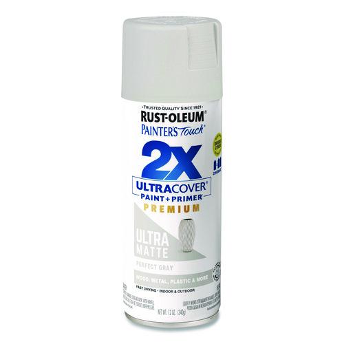Image of Rust-Oleum® 331184 Painter's Touch 2X Ultra Cover Spray Paint, Ultra Matte Gray, 12 oz Aerosol Can