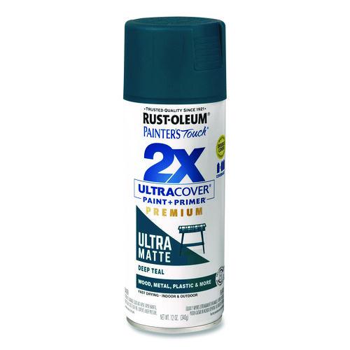 Image of Rust-Oleum® 331185 Painter's Touch 2X Ultra Cover Spray Paint, Ultra Matte Teal, 12 oz Aerosol Can