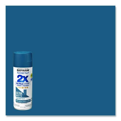 Image of Rust-Oleum® 331188 Painter's Touch 2X Ultra Cover Spray Paint, Ultra Matte Blue, 12 oz Aerosol Can