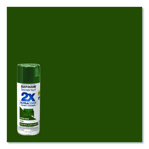 Image of Rust-Oleum® 334034 Painter's Touch 2X Ultra Cover Spray Paint, Gloss Hunter Green, 12 oz Aerosol Can, 6/Carton