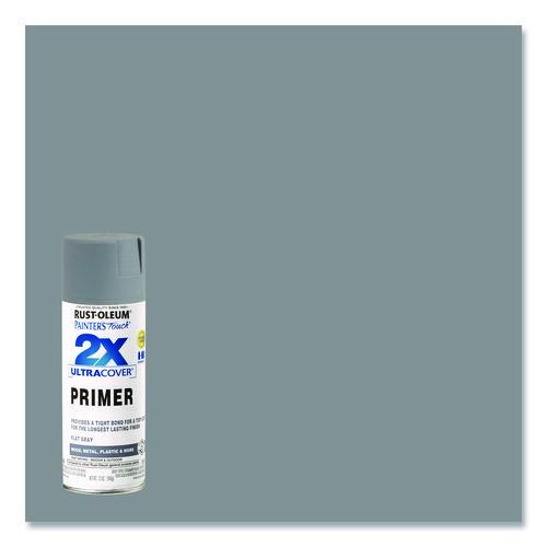 Image of Rust-Oleum® 334017 Painter's Touch 2X Ultra Cover Spray Paint, Flat Gray, 12 oz Aerosol Can