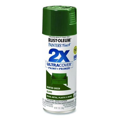Image of Rust-Oleum® 334034 Painter's Touch 2X Ultra Cover Spray Paint, Gloss Hunter Green, 12 oz Aerosol Can, 6/Carton