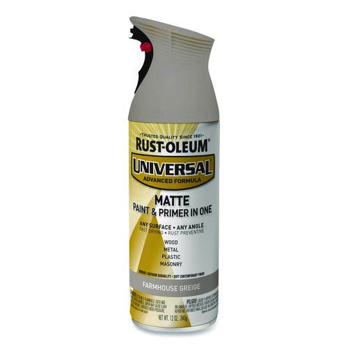 Image of Rust-Oleum® 376724 Universal Premium Spray Paint, Matte Greige, 12 oz Aerosol Can