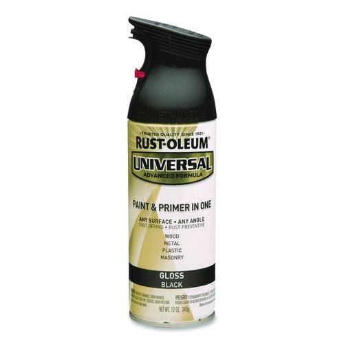 Image of Rust-Oleum® 245196 Universal Premium Spray Paint, Gloss Black, 12 oz Aerosol Can