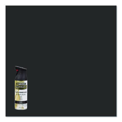 Image of Rust-Oleum® 245198 Universal Premium Spray Paint, Flat Black, 12 oz Aerosol Can