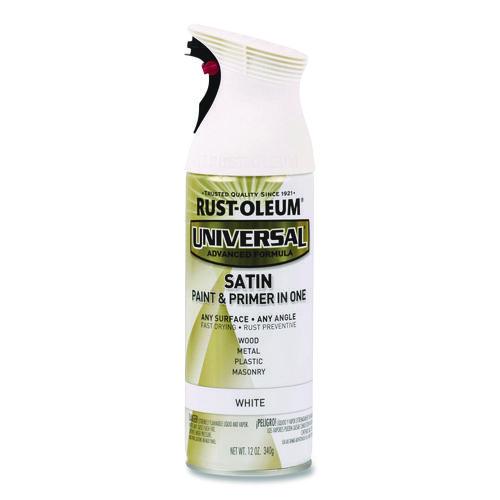 Image of Rust-Oleum® 245210 Universal Premium Spray Paint, Satin White, 12 oz Aerosol Can