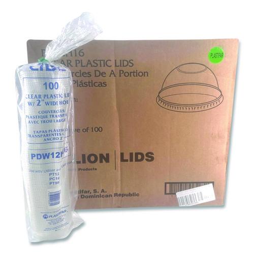 Image of Plastifar 18431 PET Lids, Fits 5 oz and 8 oz Sundae Cup, 100/Sleeve, 10/Sleeves/Carton