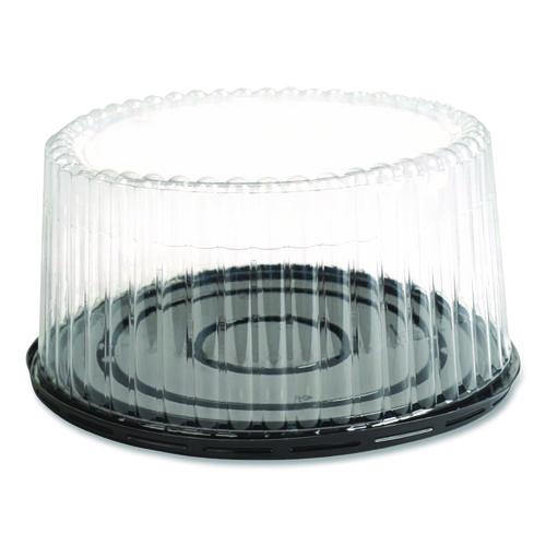 Image of Plastifar 18361 Bakery Containers, 8" Cake, 9.7" Diameter x 5" h, Black/Clear, 100/Carton