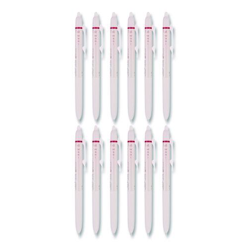 Image of Pilot® PIL21074 Frixion Waai Erasable Gel Pen, Retractable, Extra Fine 0.5 mm, Cherry Ink, Beige/Cherry Barrel, Dozen