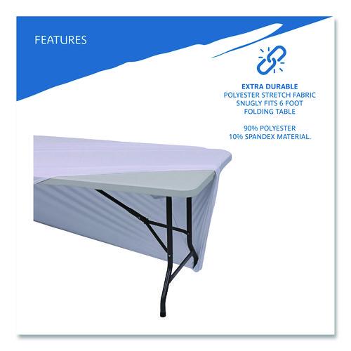 Image of Iceberg 16523 iGear Fabric Table Cover, Polyester/Spandex, 30" x 72", White