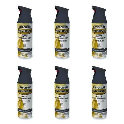 Image of Rust-Oleum® 376723 Universal Premium Spray Paint, Matte Slate Blue, 12 oz Aerosol Can, 6/Carton