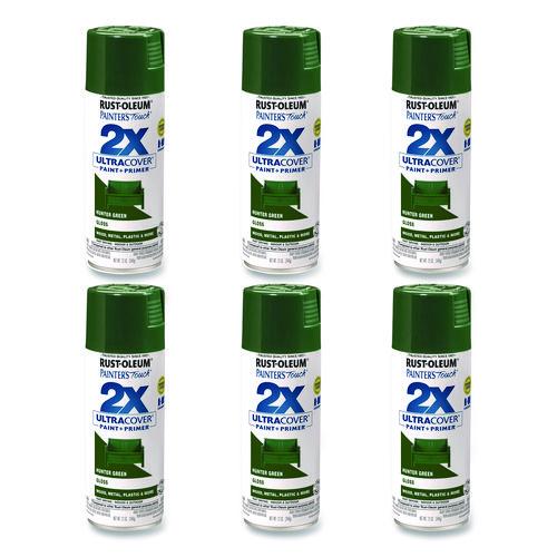 Image of Rust-Oleum® 334034 Painter's Touch 2X Ultra Cover Spray Paint, Gloss Hunter Green, 12 oz Aerosol Can, 6/Carton