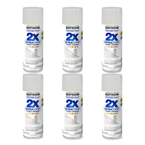 Image of Rust-Oleum® 331184 Painter's Touch 2X Ultra Cover Spray Paint, Ultra Matte Gray, 12 oz Aerosol Can, 6/Carton