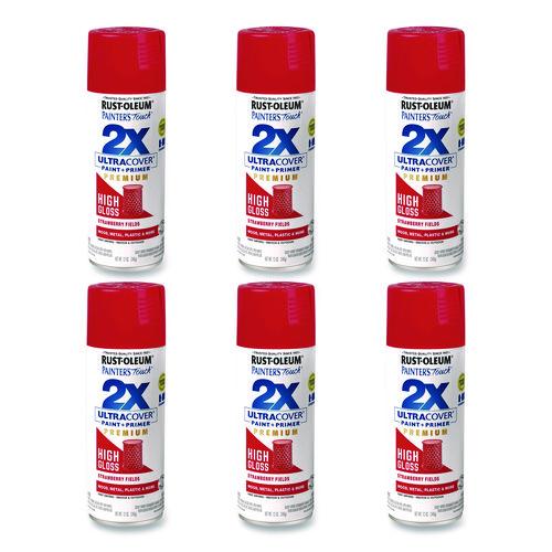 Image of Rust-Oleum® 331180 Painter's Touch 2X Ultra Cover Spray Paint, High Gloss Strawberry Fields, 12 oz Aerosol Can, 6/Carton