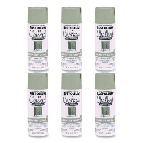 Image of Rust-Oleum® 302593 Ultra Matte Chalked Paint, Matte Country Gray, 12 oz Aerosol Can, 6/Carton
