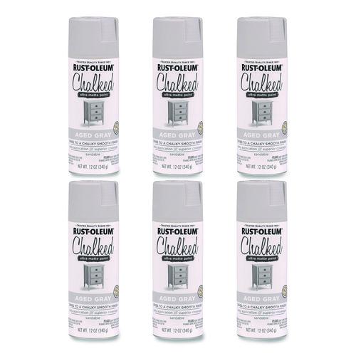 Image of Rust-Oleum® 302592 Ultra Matte Chalked Paint, Matte Aged Gray, 12 oz Aerosol Can, 6/Carton