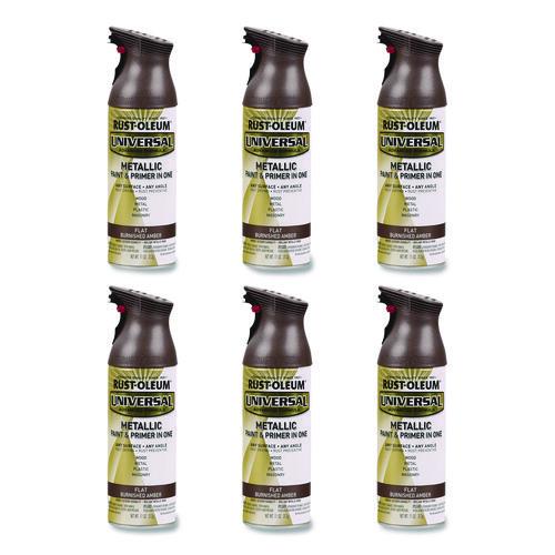 Image of Rust-Oleum® 271472 Universal Premium Spray Paint, Flat Amber, 12 oz Aerosol Can, 6/Carton