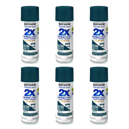 Image of Rust-Oleum® 331185 Painter's Touch 2X Ultra Cover Spray Paint, Ultra Matte Teal, 12 oz Aerosol Can, 6/Carton